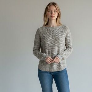 2/$30 It's Our Time Heather Cream Tan Ecru Textured Marble Knit Women's Sweater
